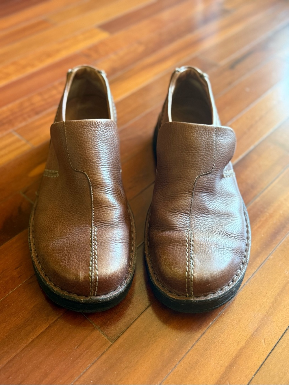 Clarks Brown Leather Slip-On Loafers